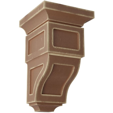 Ekena Millwork 3 1/2"W x 3 3/4"D x 6"H Mini Reyes Wood Vintage Decor Corbel, Weathered Brown CORWD03X03X06RYBR